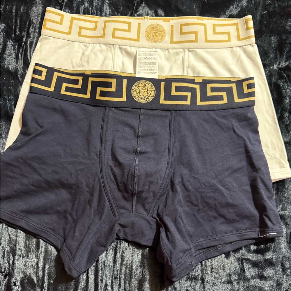 Versace Men's Black and White trunks with Gold Accents